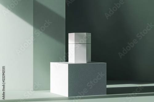 Wallpaper Mural Minimalist White Box on Geometric Green Background in Soft Lighting Torontodigital.ca