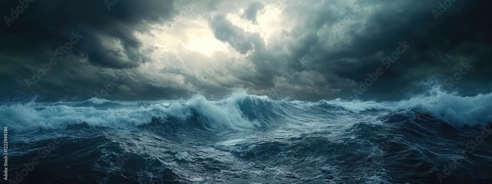 Dramatic ocean waves under a stormy sky with ample copy space for text showcasing nature's power and intensity Dramatic ocean waves under a stormy sky with ample copy space for text showcasing nature's power and intensity