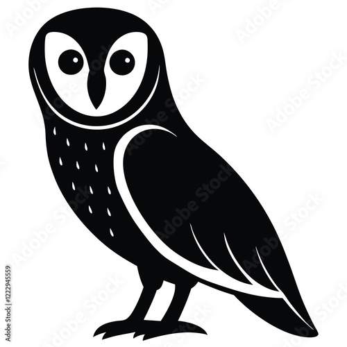 Elegant black and white barn owl silhouette.