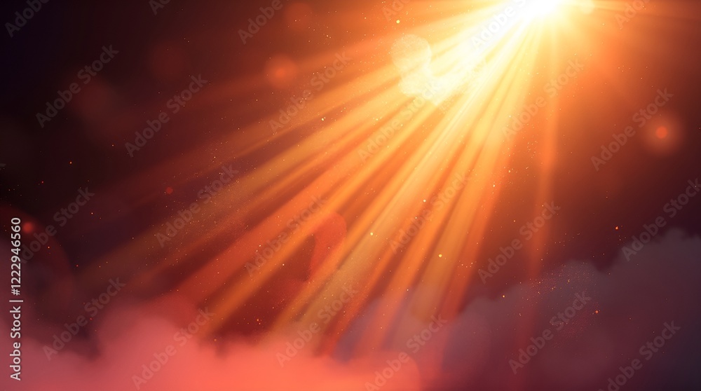 Bright sun rays breaking through colorful clouds Bright sun rays breaking through colorful clouds