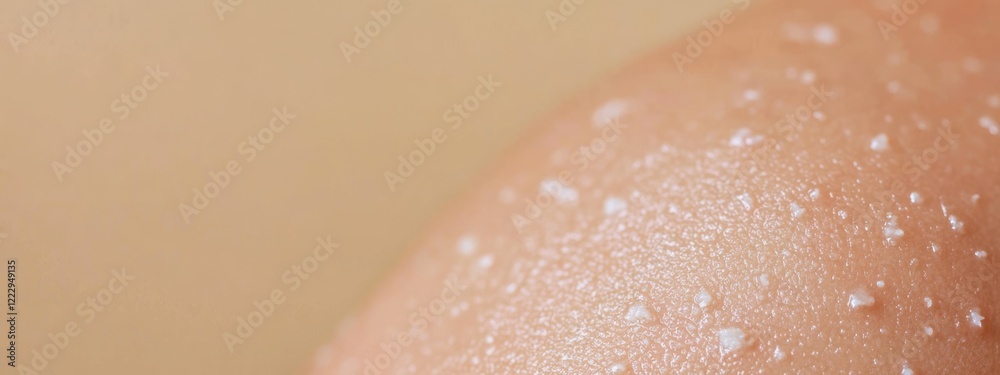 Fototapeta premium Eczema rash on infant skin closeup showcasing dermatitis with space for text on light background used for health and medical concepts