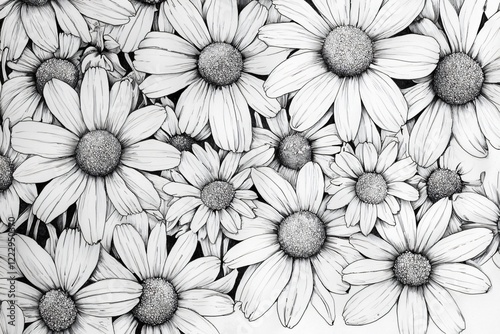 Wallpaper Mural A close-up view of a vibrant daisy flower arrangement, showcasing intricate details and textures Torontodigital.ca