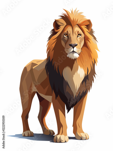 Lion full color ,full body zoom out , realistic , white background