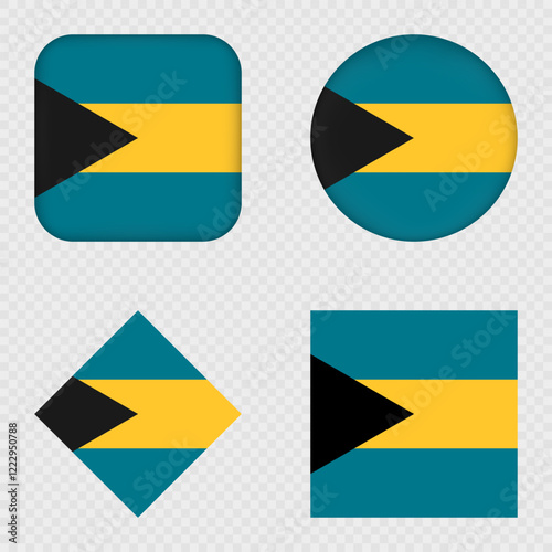 Bahamas Flag Icons Pack. Vector illustration.