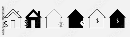 Collection of house value icon,house icons with dollar sign