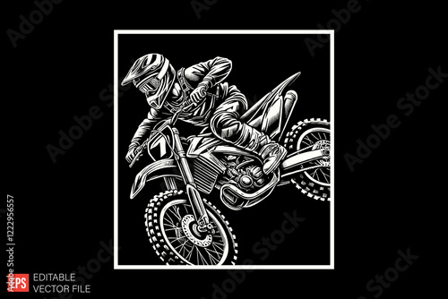 Vector Illustration of a Motorcycle Performing in a High-Speed Circuit Race