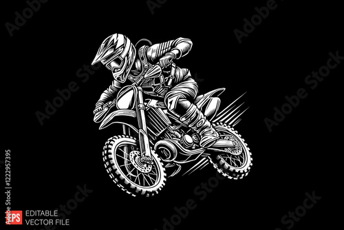 Vector Illustration of a Motorcycle Performing in a High-Speed Circuit Race