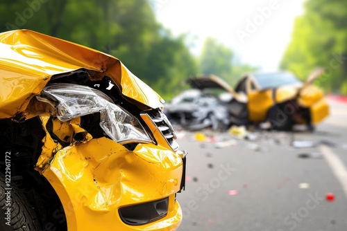 Auto insurance claims process visualized with a person documenting an accident scene with a notepad, soft neutral backdrop, emphasis on professionalism. photo