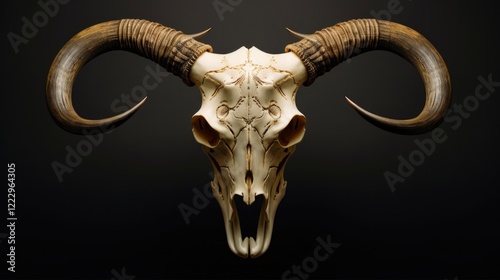 Isolated White Cow Horns - Cuernos Skull Head Toroid Skeleton Animal Bone