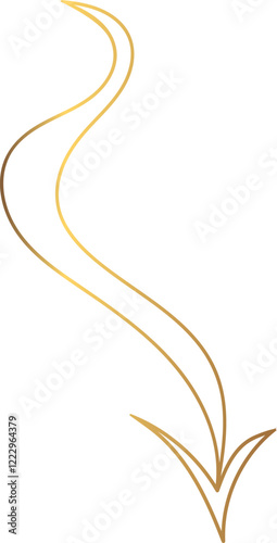 
The gold gradient arrow features sharp points and smooth curves, exuding a sense of elegance and direction. Perfect for modern branding, logo concepts, or abstract art projects that require a touch o