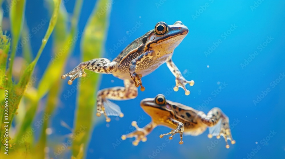 Fototapeta premium Two Frogs in Aquatic Habitat