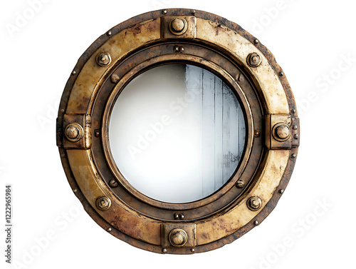 Boat porthole with woody  on transparent background