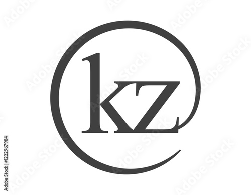 KZ logo from two letter with circle shape email sign style. K and Z round logotype of business company