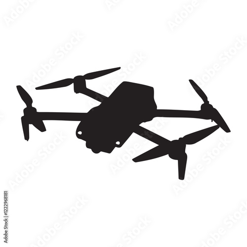 FPV Foldable Drone Silhouette Vector Illustration