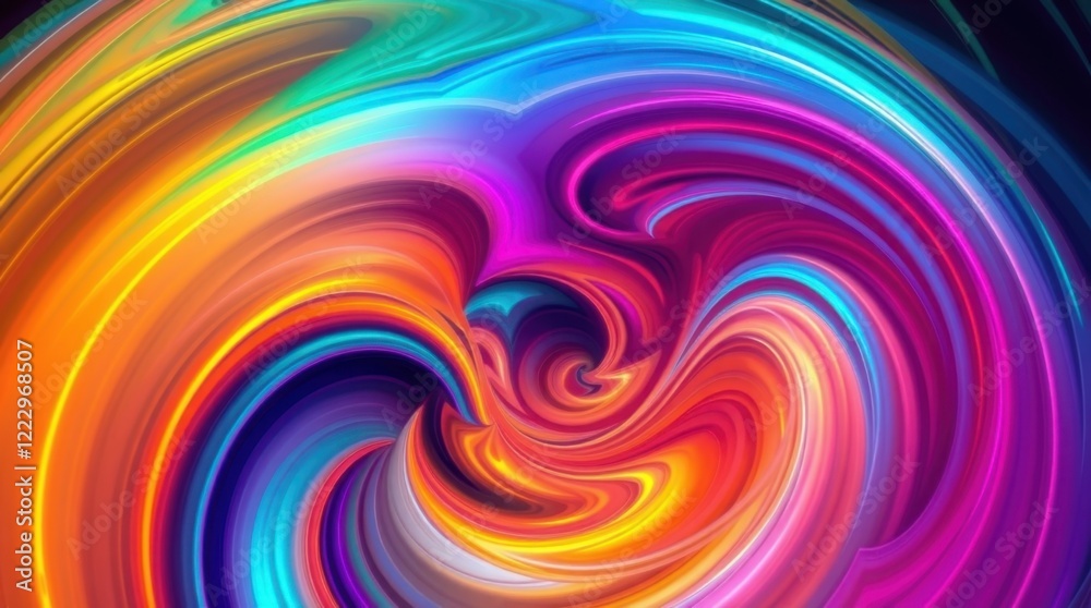Obraz premium Colorful swirling patterns evoke a sense of vibrant energy in a mesmerizing abstract artwork created through digital techniques