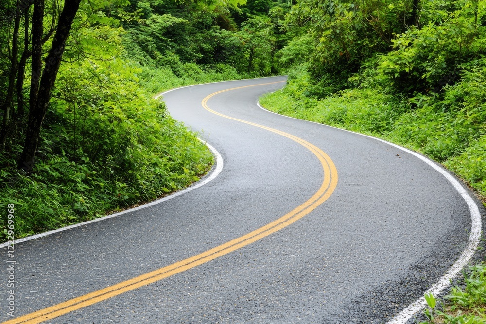 Obraz premium A winding rural pathway surrounded by lush greenery, symbolizing the journey of life and personal growth