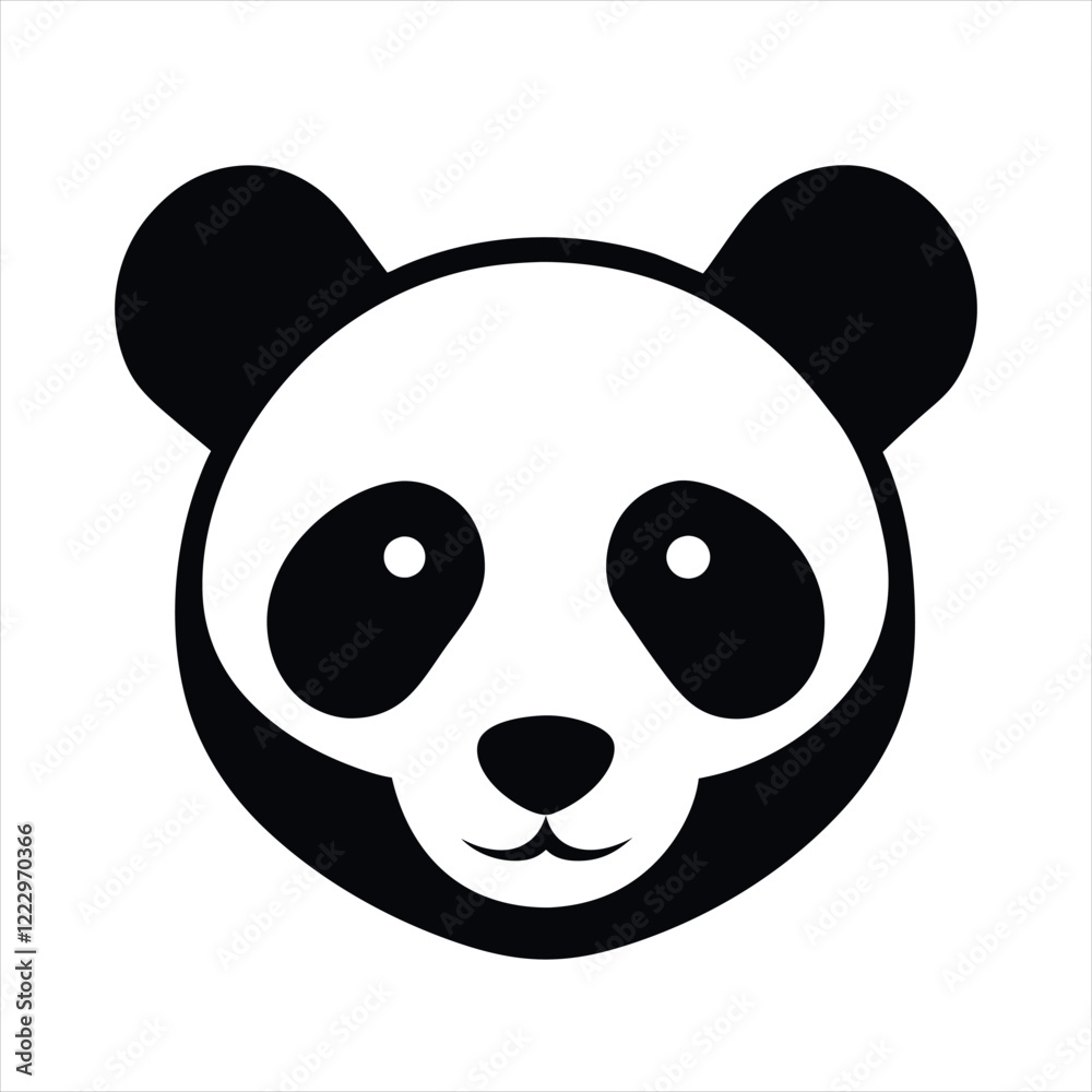 Panda bear cartoon. Illustration of a panda head. Silhouette of a panda portrait . Panda head art vector illustration isolated on white background Panda bear cartoon. Illustration of a panda head. Silhouette of a panda portrait . Panda head art vector illustration isolated on white background