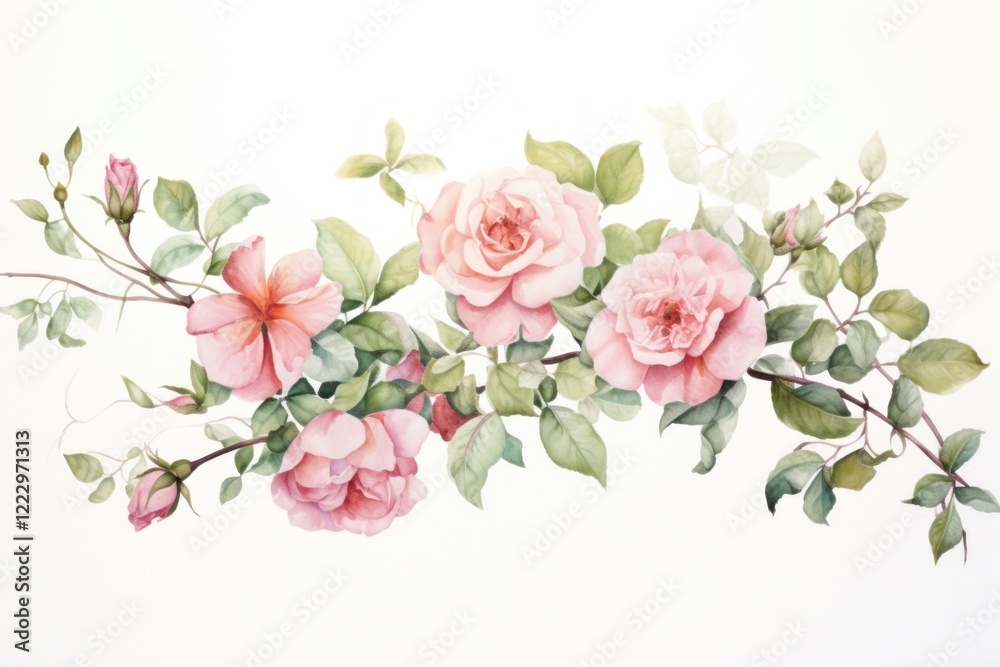 Garland rose blossom pattern flower. Garland rose blossom pattern flower.