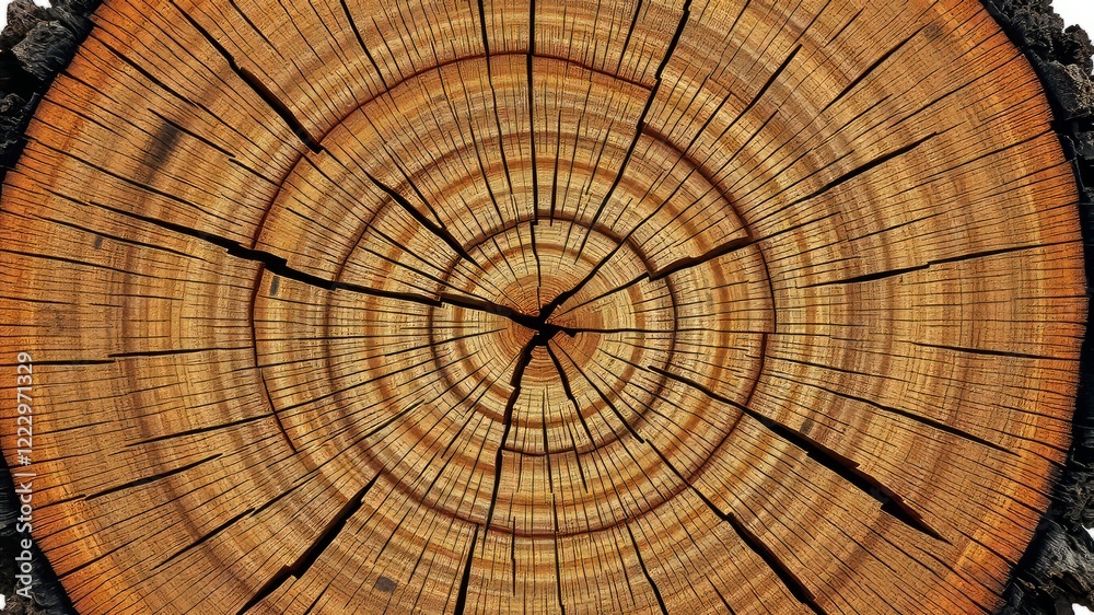 Fototapeta premium Aged Tree Trunk Cross-Section - Wood Texture Background