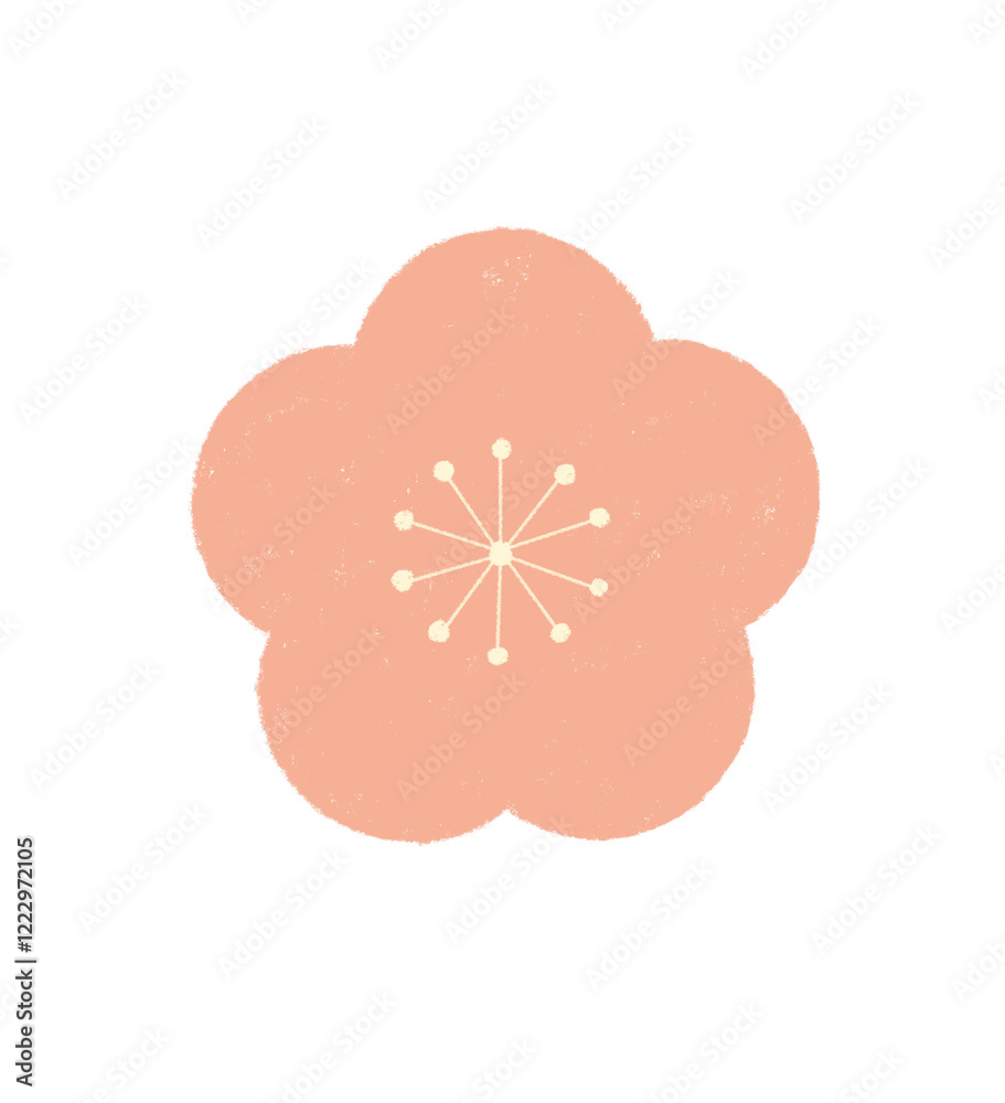 梅の花 クレヨンタッチ サーモンピンク 梅の花 クレヨンタッチ サーモンピンク