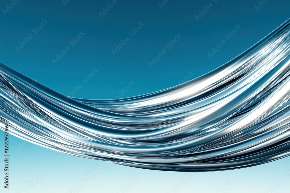 Obraz premium Flowing metallic abstract blue background