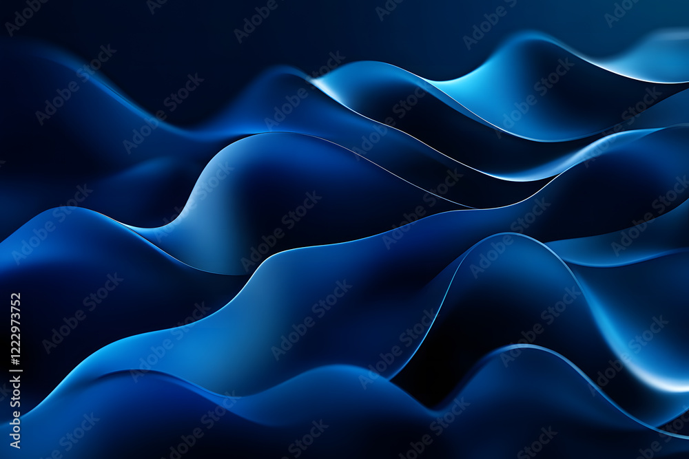 Obraz premium Abstract Blue Glowing Waves with Sparkling Particle Effects