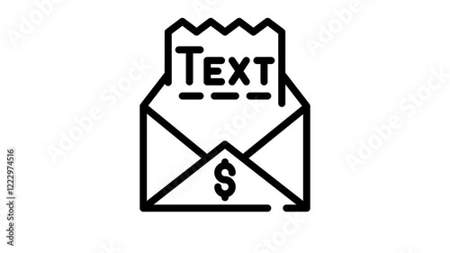 Email message file icon animation with sign; suitable for financial apps, budgeting tools, or accounting software to represent folder can
