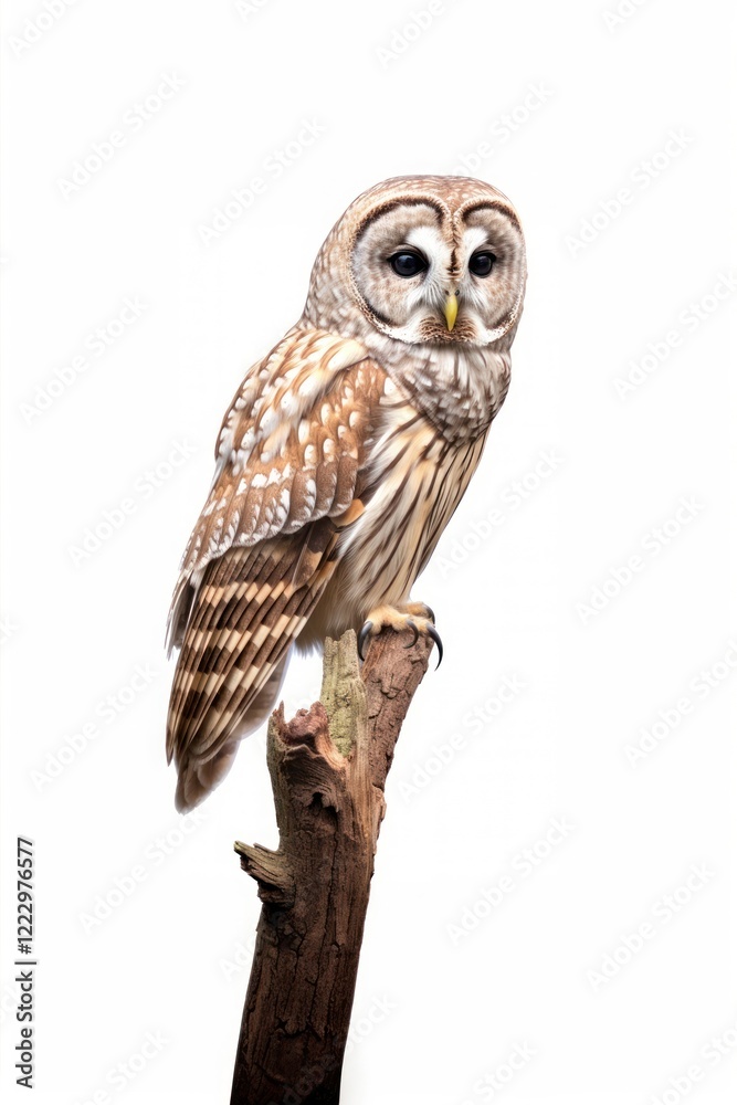 Obraz premium Barred owl animal bird white background.