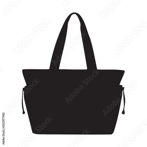 Puffer Tote Bag Silhouette Vector Illustration