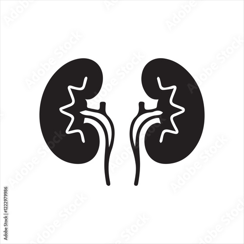 Kidney icon Silhoutee  isolated on white background 
