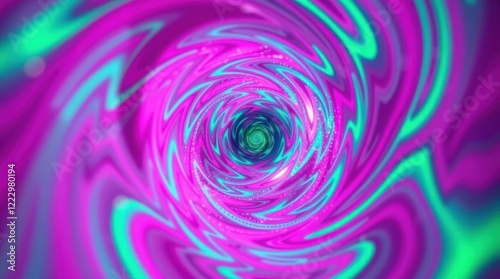 Vibrant swirling colors create an abstract tunnel effect, inviting viewers to explore a mesmerizing visual journey
