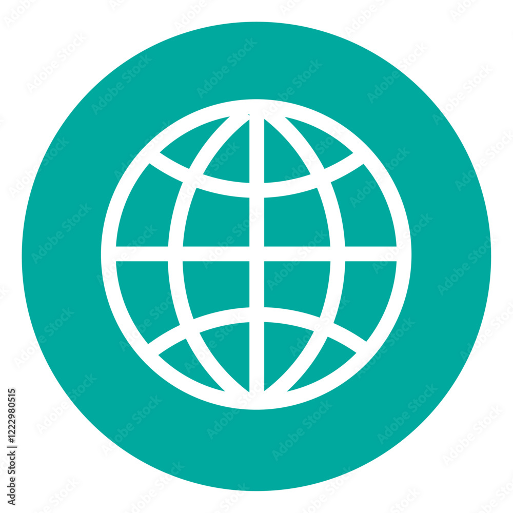 globe icon on metal internet button globe icon on metal internet button