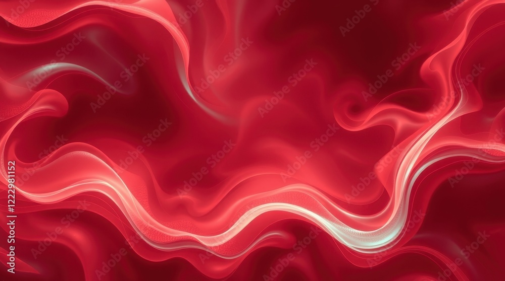 Obraz premium Fluid crimson waves dance through a vibrant abstract landscape, evoking emotions and energy