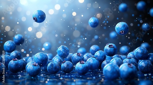 Vibrant Closeup of Fresh Blueberries on a Wooden Surface with Natural Light Enhancing Their Juicy Texture and Rich Color Creating a Wholesome and Inviting Atmosphere for Healthy Living photo