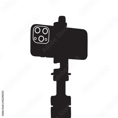 Smartphone on a Gimble Tripod Silhouette Vector Illustration