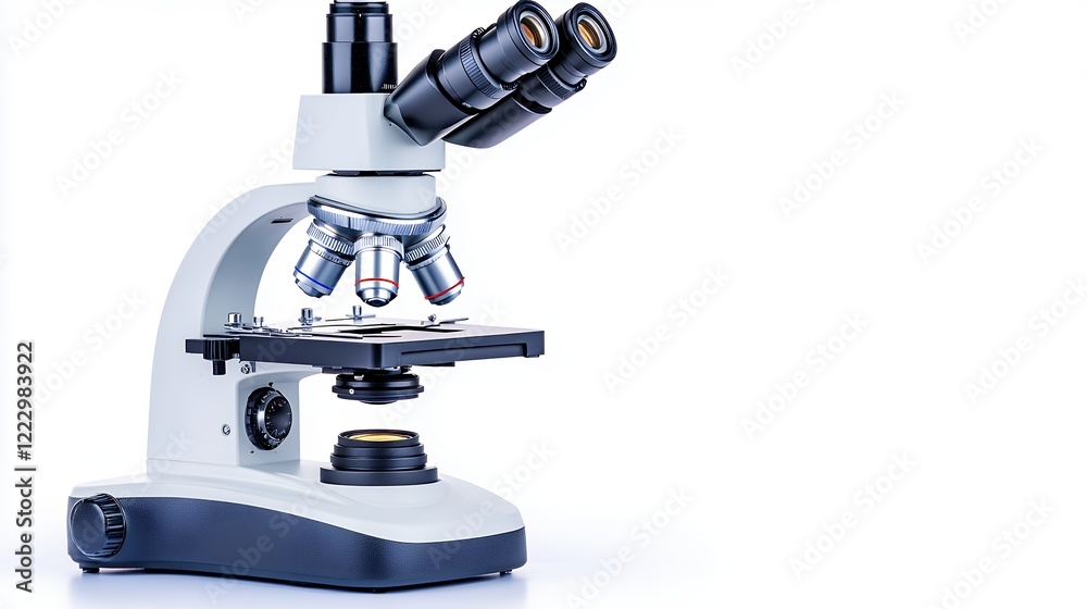 High-quality laboratory microscope on white background designed for advanced scientific research and education High-quality laboratory microscope on white background designed for advanced scientific research and education
