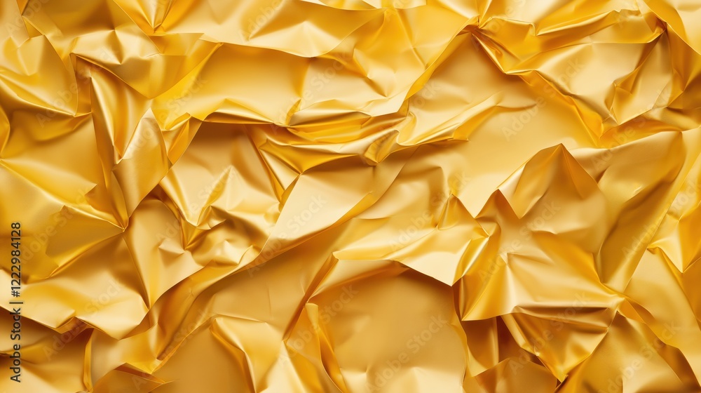 Crumpled golden foil creating a textured background ideal for artistic and creative use. Crumpled golden foil creating a textured background ideal for artistic and creative use.