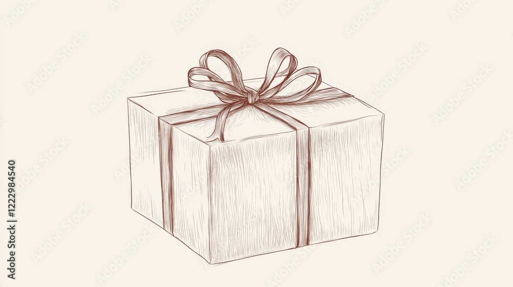 Obraz premium A hand-drawn illustration of a wrapped gift box with a ribbon.