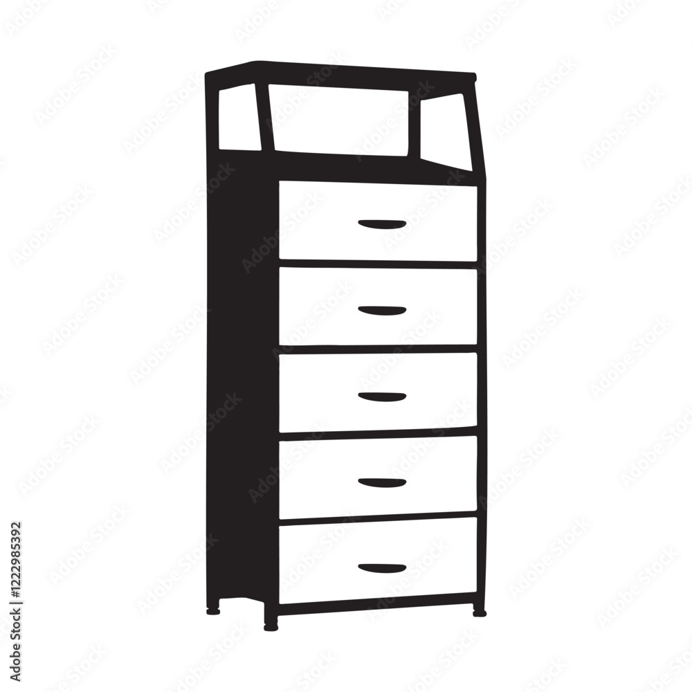 Vertical Storage Tower Dresser Silhouette Vector Illustration Vertical Storage Tower Dresser Silhouette Vector Illustration