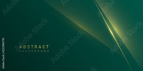 dark green abstract background with luxury shiny gold lines, vector eps10