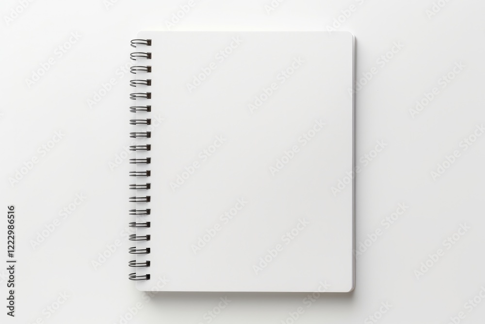 Open Spiral Binding Notebook on White Background with Blank Pages for Paper and Notes Open Spiral Binding Notebook on White Background with Blank Pages for Paper and Notes