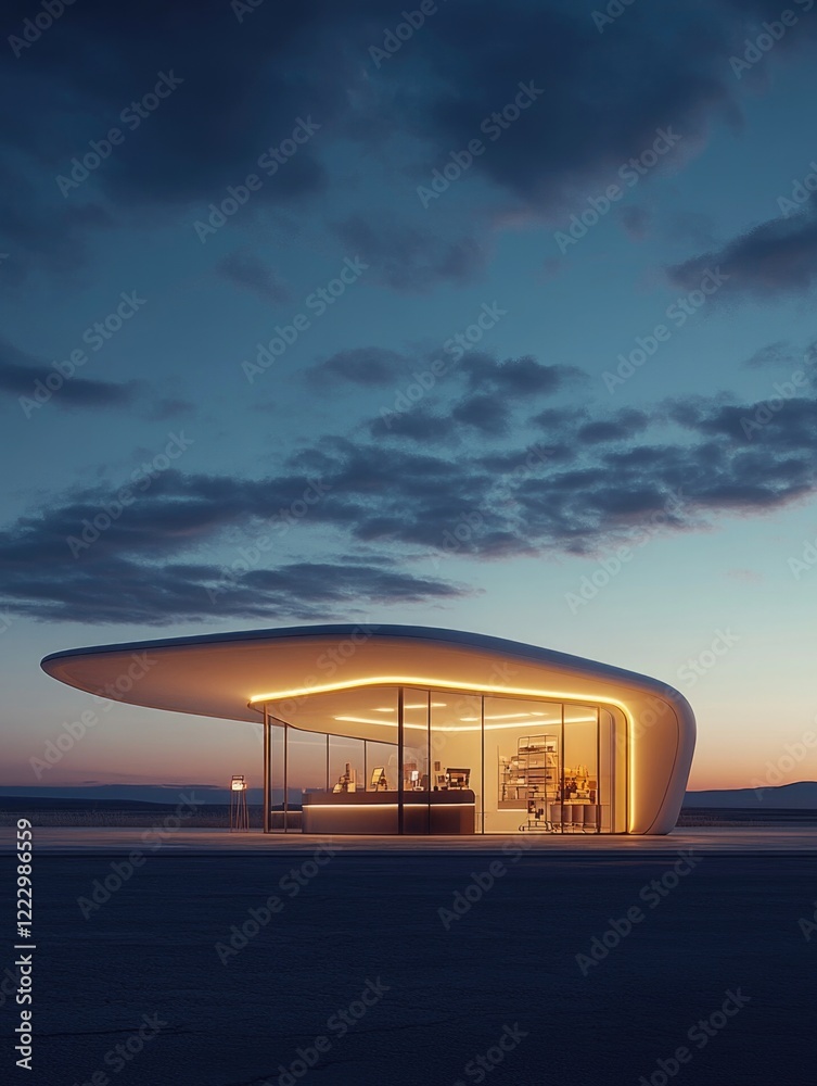Fototapeta premium Beachside building with curved roof
