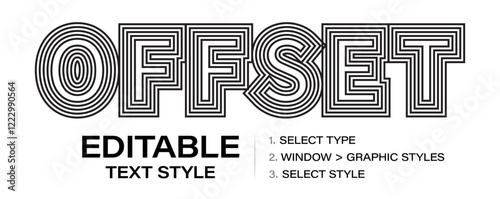 Layered outline text effect, editable graphic style, modern retro style with dynamic lines for standout logo, editorial headlines, trendy poster design. Vector illustration.