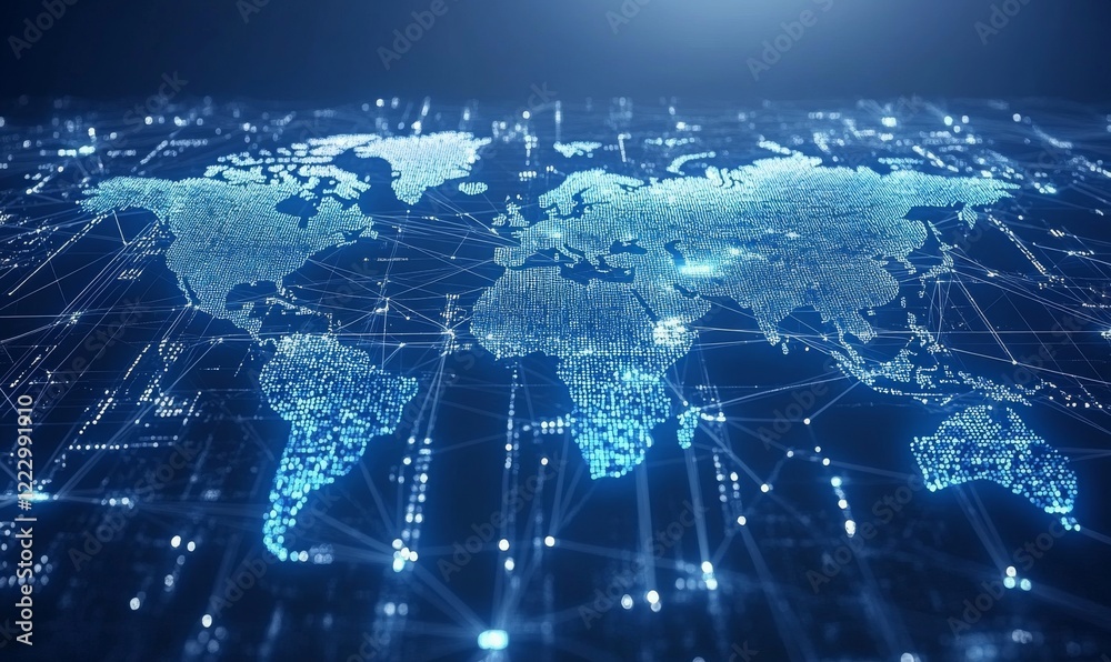 Digital Global Network with Connected Dots