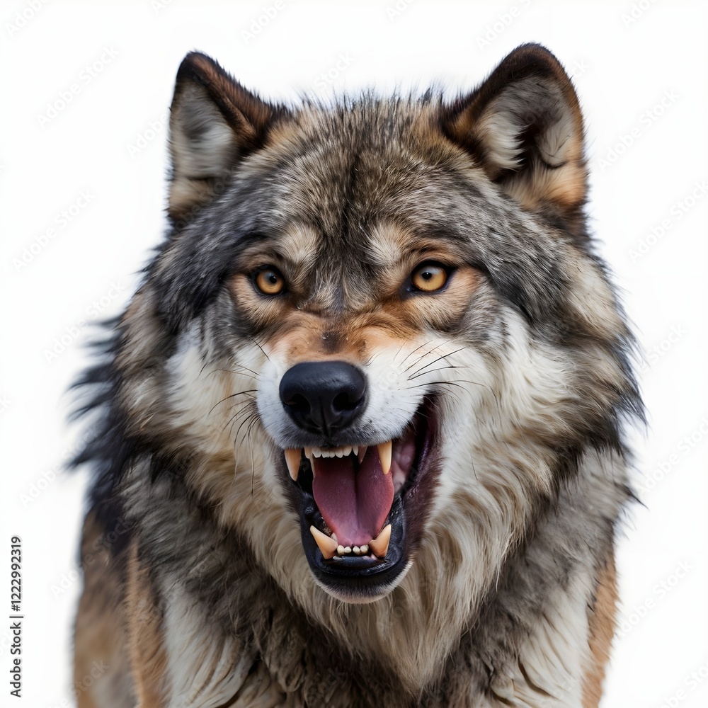 Obraz premium wolf roars isolated on white background