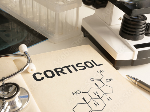 Book with the chemical formula of Cortisol - a stress steroid hormone