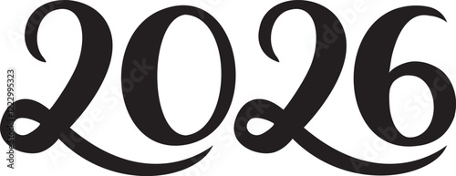 Obraz na płótnie 2026 Black hand drawn silhouette number for New Year or calendar. Vector illustration. w salonie