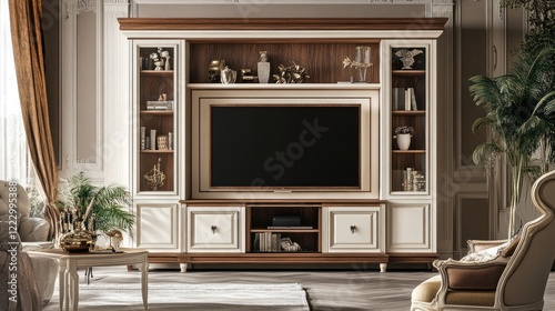 Elegant TV unit in classic living room photo