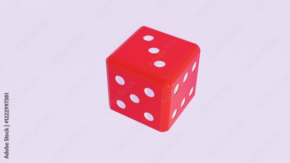 3D model of a red hexagonal game cube rotating on a white background. 3D render looped animation 3D model of a red hexagonal game cube rotating on a white background. 3D render looped animation
