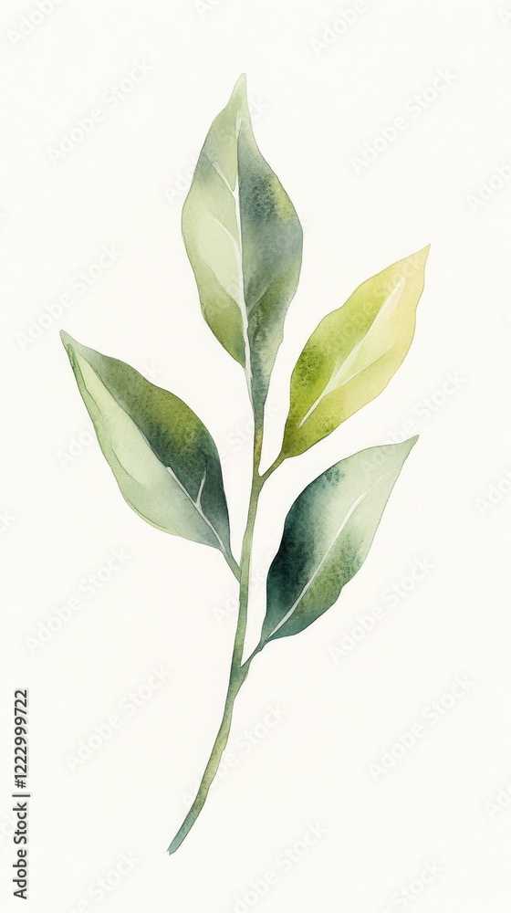 Obraz premium Delicate Watercolor Botanical Leaf Illustration